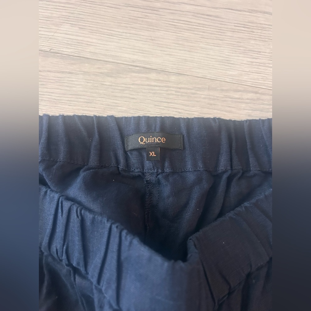 Quince 100% European Linen Pants Tapered Navy Coastal Lagenlook Womens Size XL - Picture 3 of 5